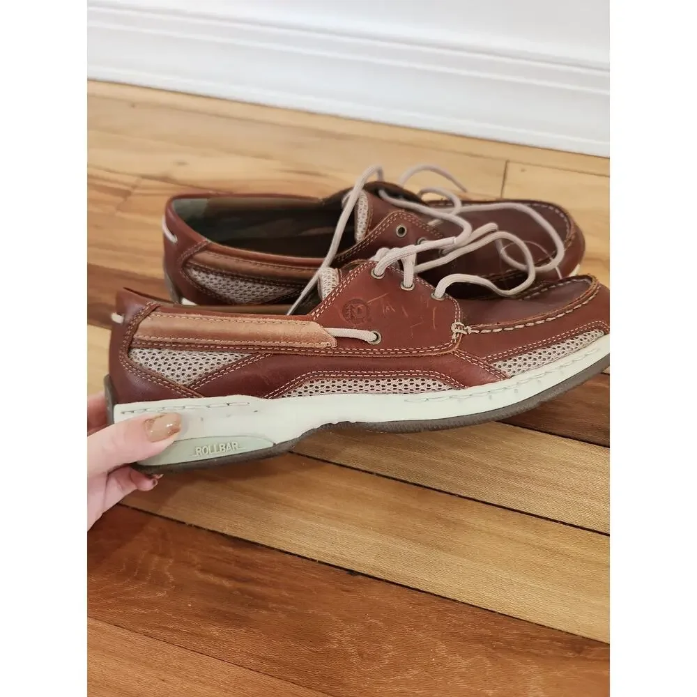 Dunham Leather Boat Shoe Brown Size 10 Slip On Comfort